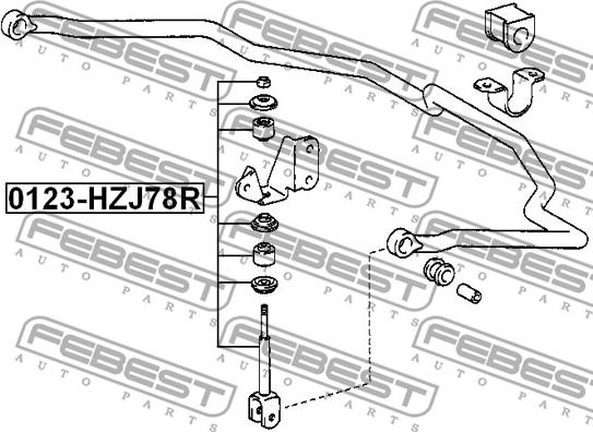 Febest 0123-HZJ78R - Stiepnis / Atsaite, Stabilizators ps1.lv