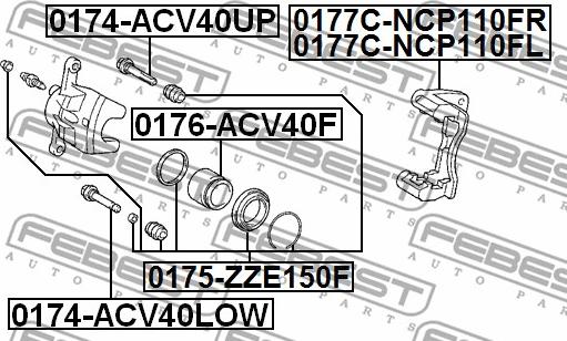 Febest 0176-ACV40F - Virzulis, Bremžu suports ps1.lv