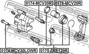 Febest 0176-MCV20R - Virzulis, Bremžu suports ps1.lv