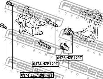 Febest 0174-ZZE120F-KIT - Vadīkla, Bremžu suports ps1.lv