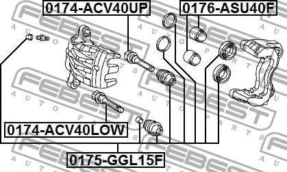 Febest 0175-GGL15F - Remkomplekts, Bremžu suports ps1.lv