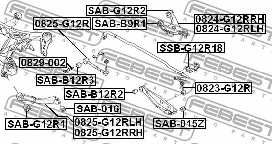 Febest SAB-G12R2 - Piekare, Šķērssvira ps1.lv