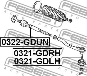 Febest 0322-GDUN - Aksiālais šarnīrs, Stūres šķērsstiepnis ps1.lv