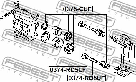 Febest 0375-CUF - Remkomplekts, Bremžu suports ps1.lv