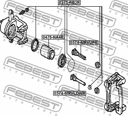 Febest 0375-RB2R - Remkomplekts, Bremžu suports ps1.lv