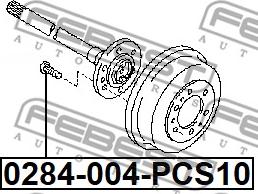 Febest 0284-004-PCS10 - Riteņa stiprināšanas skrūve ps1.lv