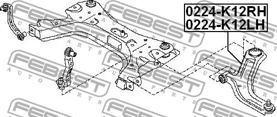 Febest 0224-K12LH - Neatkarīgās balstiekārtas svira, Riteņa piekare ps1.lv