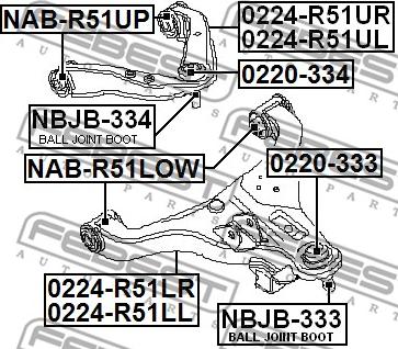 Febest 0224-R51LL - Neatkarīgās balstiekārtas svira, Riteņa piekare ps1.lv