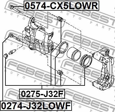 Febest 0274-J32LOWF - Vadīkla, Bremžu suports ps1.lv