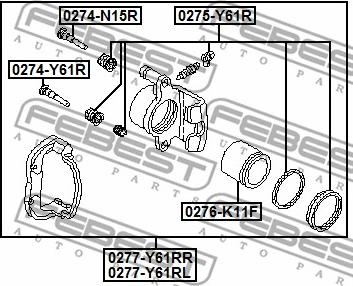 Febest 0275-Y61R - Remkomplekts, Bremžu suports ps1.lv