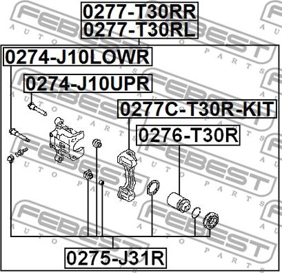 Febest 0277C-T30R-KIT - Bremžu suporta skavas stipr. korpusa kompl. ps1.lv