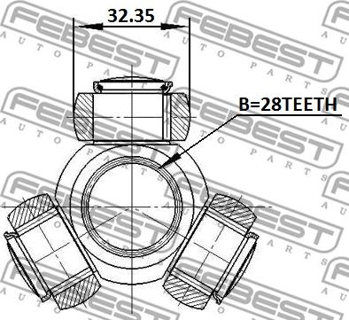 Febest 0716-RS415 - 'Tripod' šarnīrs, Piedziņas vārpsta ps1.lv