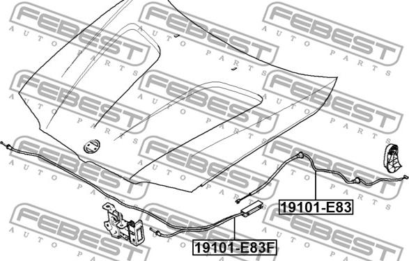 Febest 19101-E83F - Motora pārsega slēdzenes trose ps1.lv