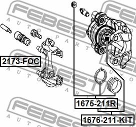 Febest 1676-211-KIT - Remkomplekts, Bremžu suports ps1.lv