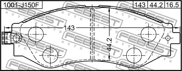 Febest 1001-J150F - Bremžu uzliku kompl., Disku bremzes ps1.lv