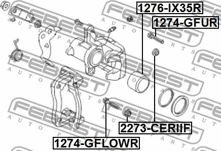 Febest 1276-IX35R - Virzulis, Bremžu suports ps1.lv