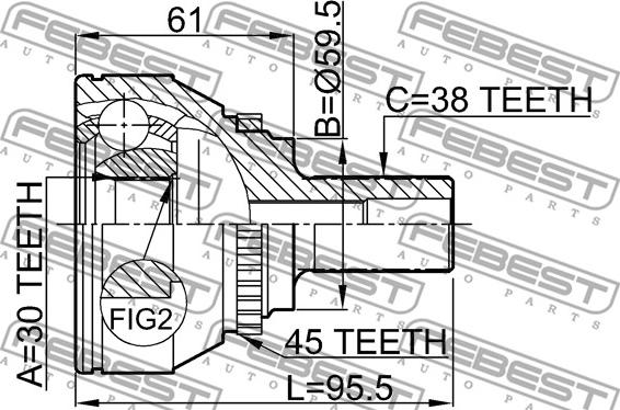 Febest 1710-009A45 - Šarnīru komplekts, Piedziņas vārpsta ps1.lv