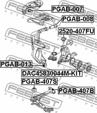 Febest PGAB-407S - Piekare, Šķērssvira ps1.lv