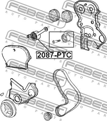 Febest 2087-PTC - Spriegotājrullītis, Gāzu sadales mehānisma piedziņas siksna ps1.lv