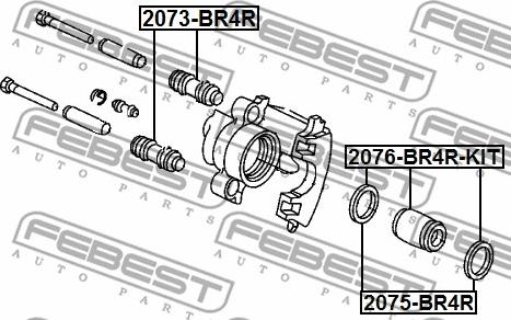 Febest 2075-BR4R - Remkomplekts, Bremžu suports ps1.lv