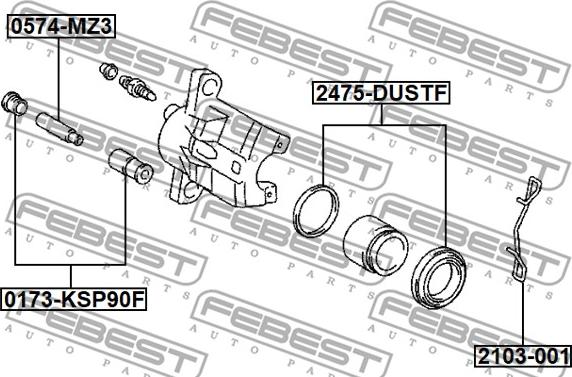 Febest 2103-001 - Atspere, Disku bremžu uzlikas ps1.lv