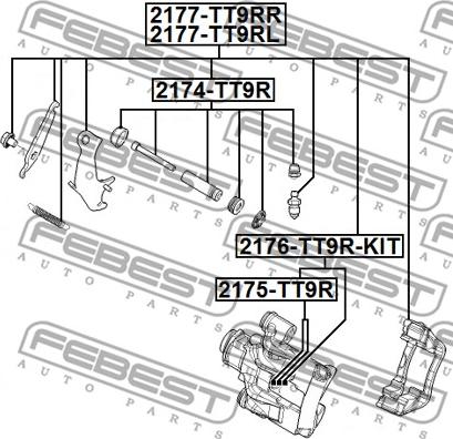 Febest 2175-TT9R - Remkomplekts, Bremžu suports ps1.lv