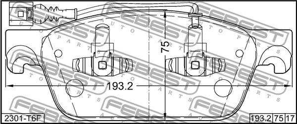 Febest 2301-T6F - Bremžu uzliku kompl., Disku bremzes ps1.lv