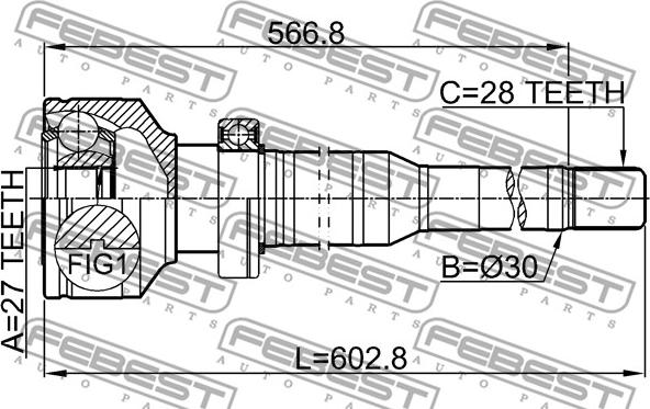 Febest 2711-XC60RH - Šarnīru komplekts, Piedziņas vārpsta ps1.lv