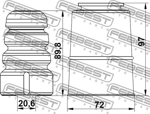 Febest ADSHB-A6IVF-KIT - Putekļu aizsargkomplekts, Amortizators ps1.lv