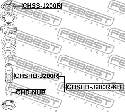 Febest CHSHB-J200R-KIT - Putekļu aizsargkomplekts, Amortizators ps1.lv