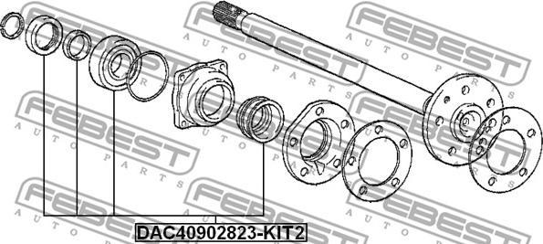 Febest DAC40902823-KIT2 - Riteņa rumbas gultņa komplekts ps1.lv