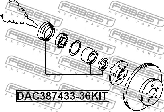 Febest DAC387433-36KIT - Riteņa rumbas gultņa komplekts ps1.lv