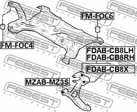 Febest FDAB-CB8LH - Piekare, Šķērssvira ps1.lv