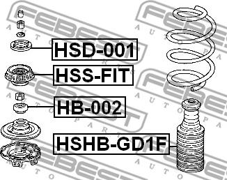 Febest HB-002 - Ritgultnis, Amortizatora statnes balsts ps1.lv