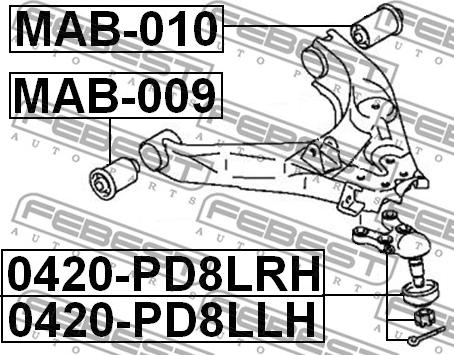 Febest MAB-010 - Piekare, Šķērssvira ps1.lv