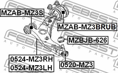 Febest MZAB-MZ3BRUB - Piekare, Šķērssvira ps1.lv