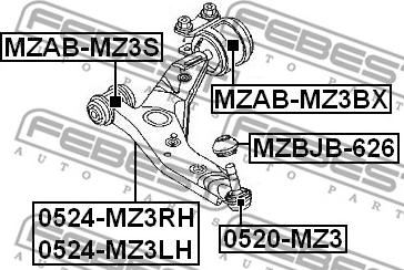 Febest MZAB-MZ3BX - Piekare, Šķērssvira ps1.lv