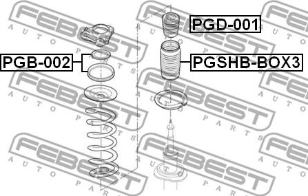 Febest PGB-002 - Ritgultnis, Amortizatora statnes balsts ps1.lv