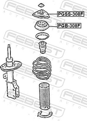 Febest PGB-308F - Ritgultnis, Amortizatora statnes balsts ps1.lv