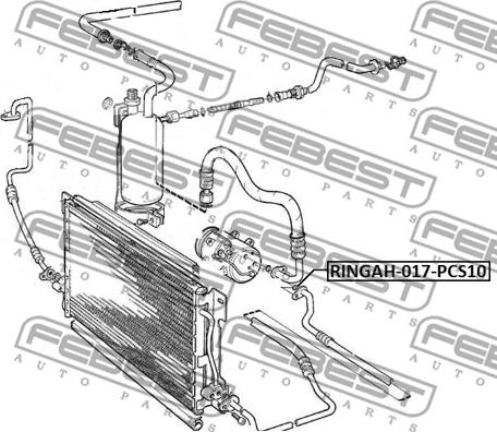 Febest RINGAH-017-PCS10 - Blīvgredzens, Gaisa kondicioniera cauruļvads ps1.lv