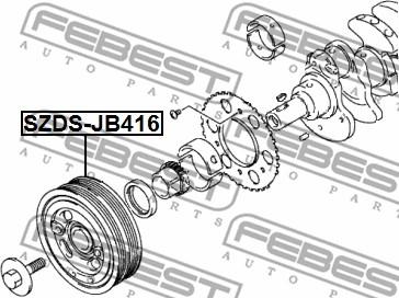 Febest SZDS-JB416 - Piedziņas skriemelis, Kloķvārpsta ps1.lv