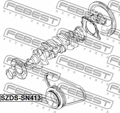 Febest SZDS-SN413 - Piedziņas skriemelis, Kloķvārpsta ps1.lv