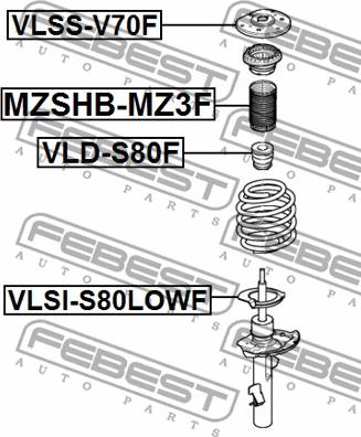 Febest VLSS-V70F - Amortizatora statnes balsts ps1.lv