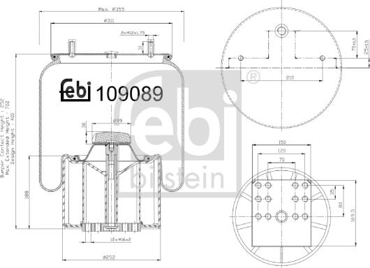 Febi Bilstein 109089 - Pneimoatsperes spilvens, Pneimopiekare ps1.lv