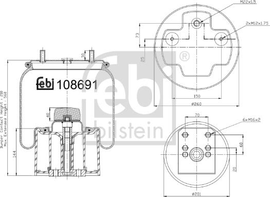 Febi Bilstein 108691 - Pneimoatsperes spilvens, Pneimopiekare ps1.lv