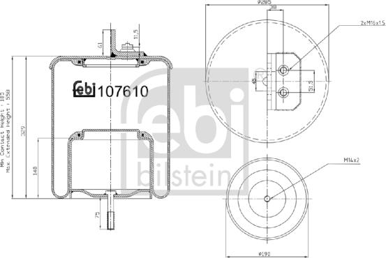 Febi Bilstein 107610 - Pneimoatsperes spilvens, Pneimopiekare ps1.lv