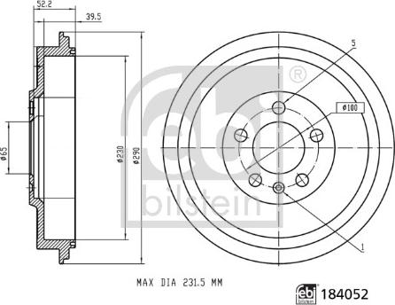 FEBI Bilstein 184052 - Bremžu trumulis ps1.lv