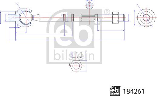 Febi Bilstein 184261 - Aksiālais šarnīrs, Stūres šķērsstiepnis ps1.lv