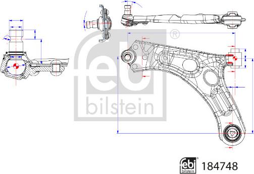 Febi Bilstein 184748 - Neatkarīgās balstiekārtas svira, Riteņa piekare ps1.lv