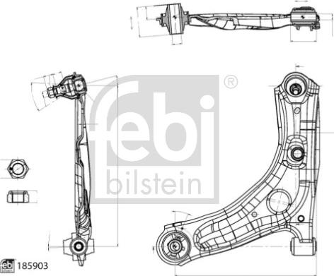 Febi Bilstein 185903 - Neatkarīgās balstiekārtas svira, Riteņa piekare ps1.lv